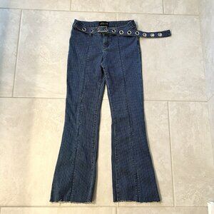 Y2K Sz XS -- Delia's Dolls Kill Pinstripe Grommet Jeans / Flares